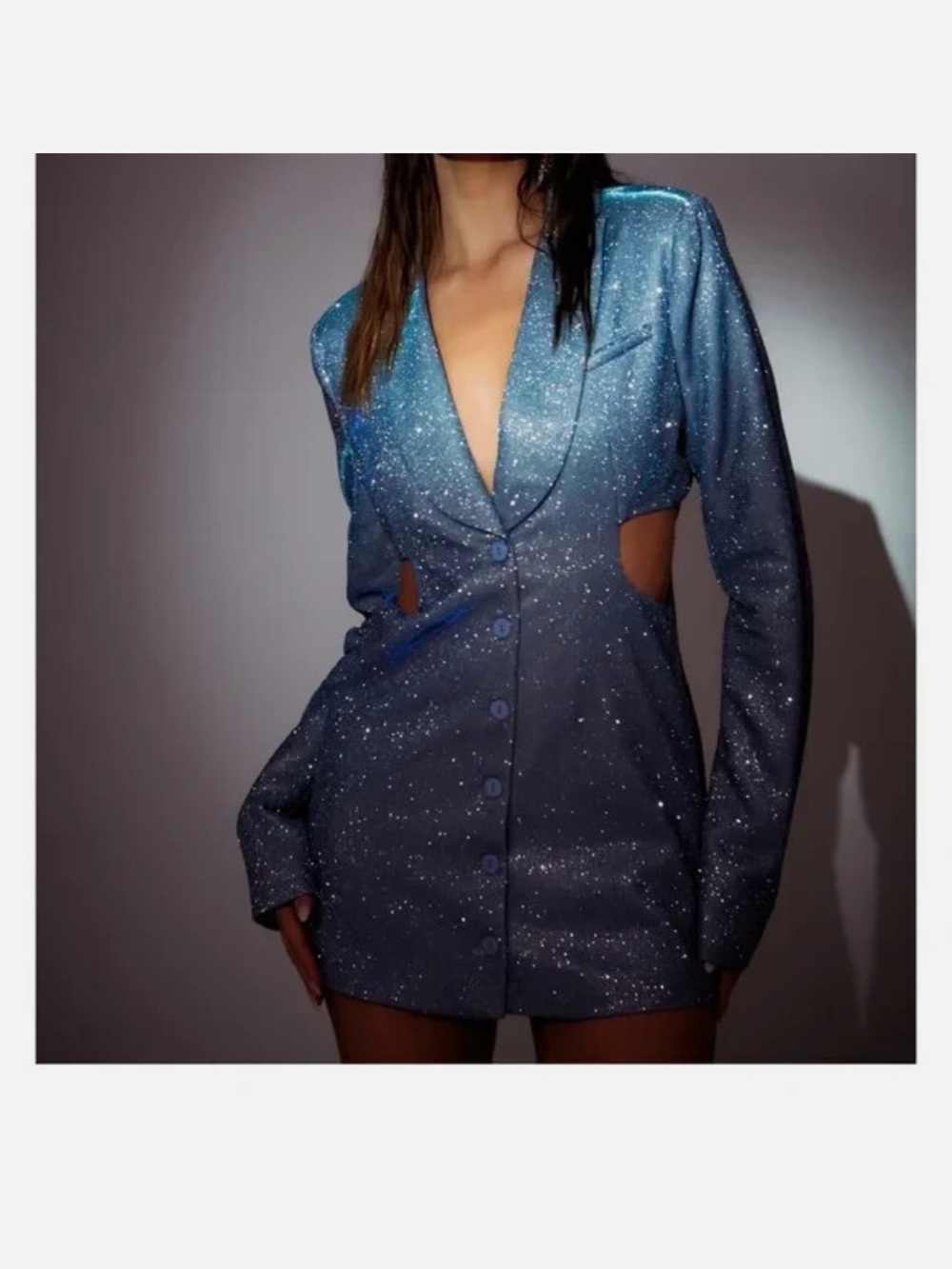 Sparkle Blue Cut-Out Blazer Dress